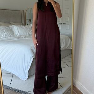 Maroon Raw Silk Kurta and Pant